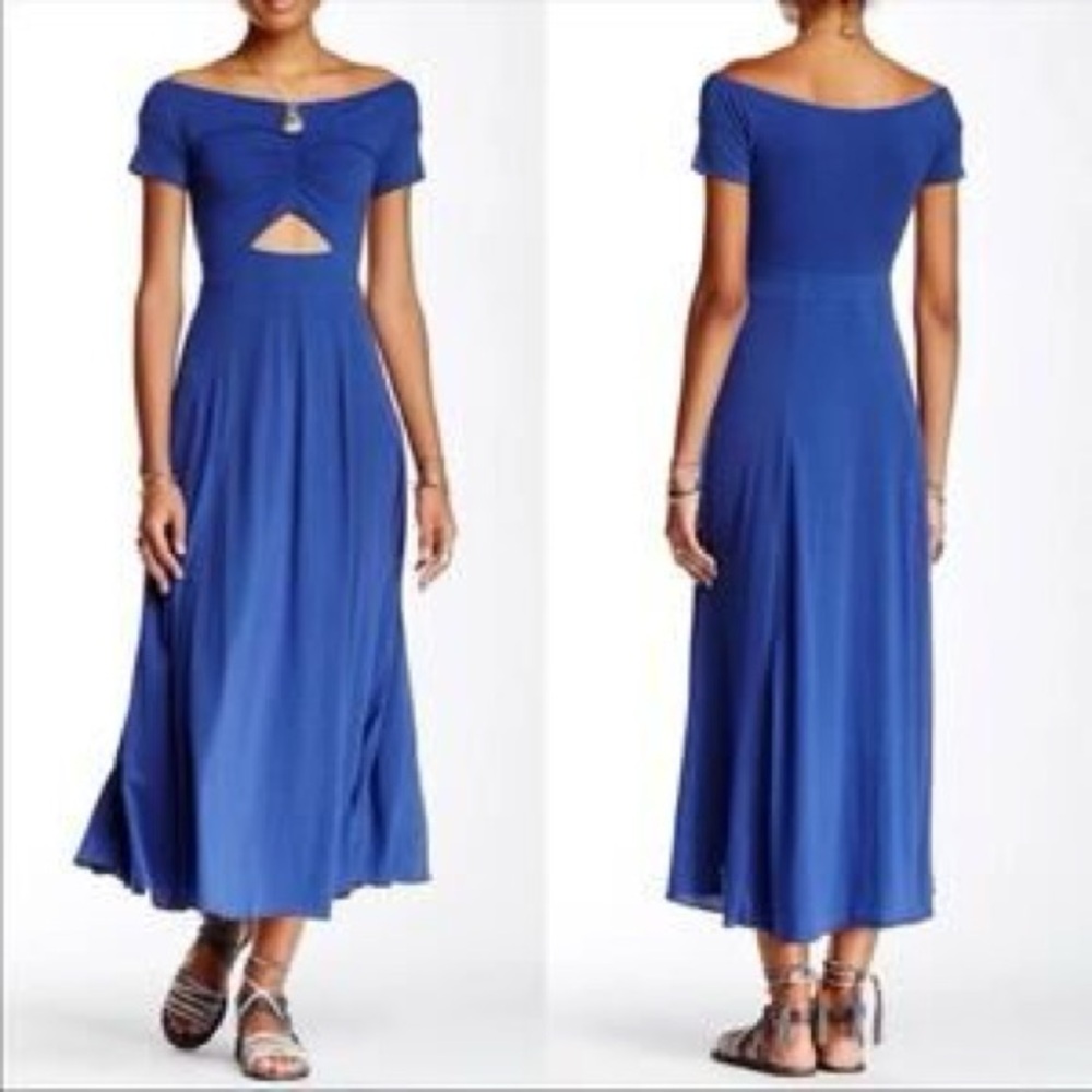 HP! x4 ✨ Free People Blue Off-Shoulder Midi Dress
